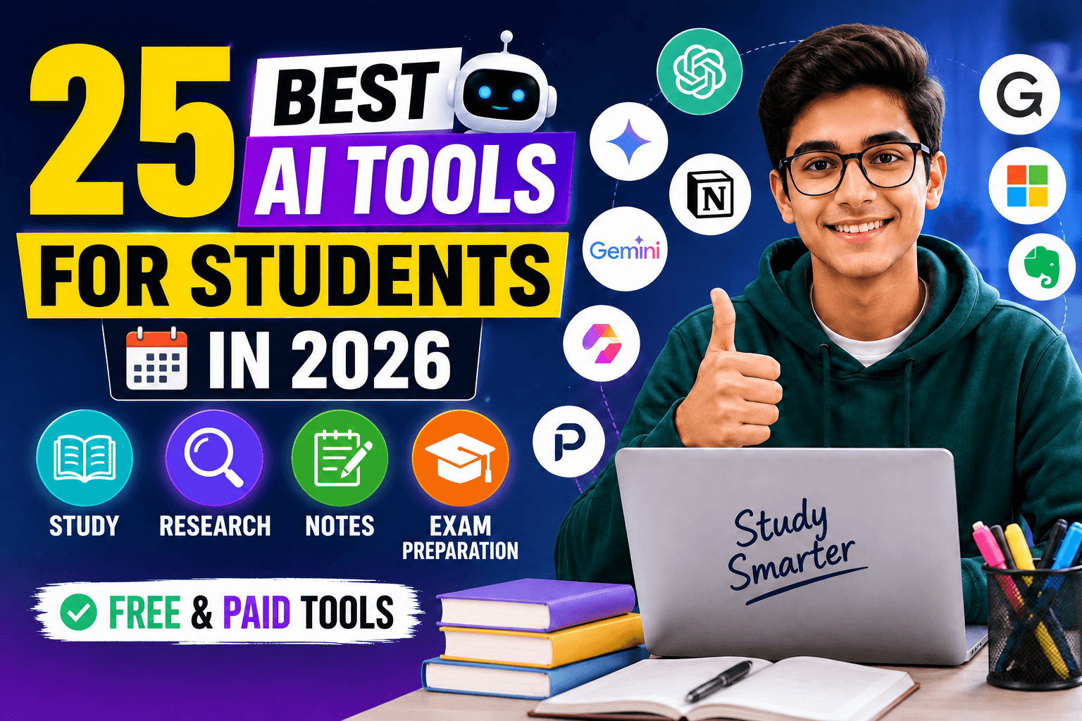 25 Best AI Tools for Students in 2026 (Free & Paid)