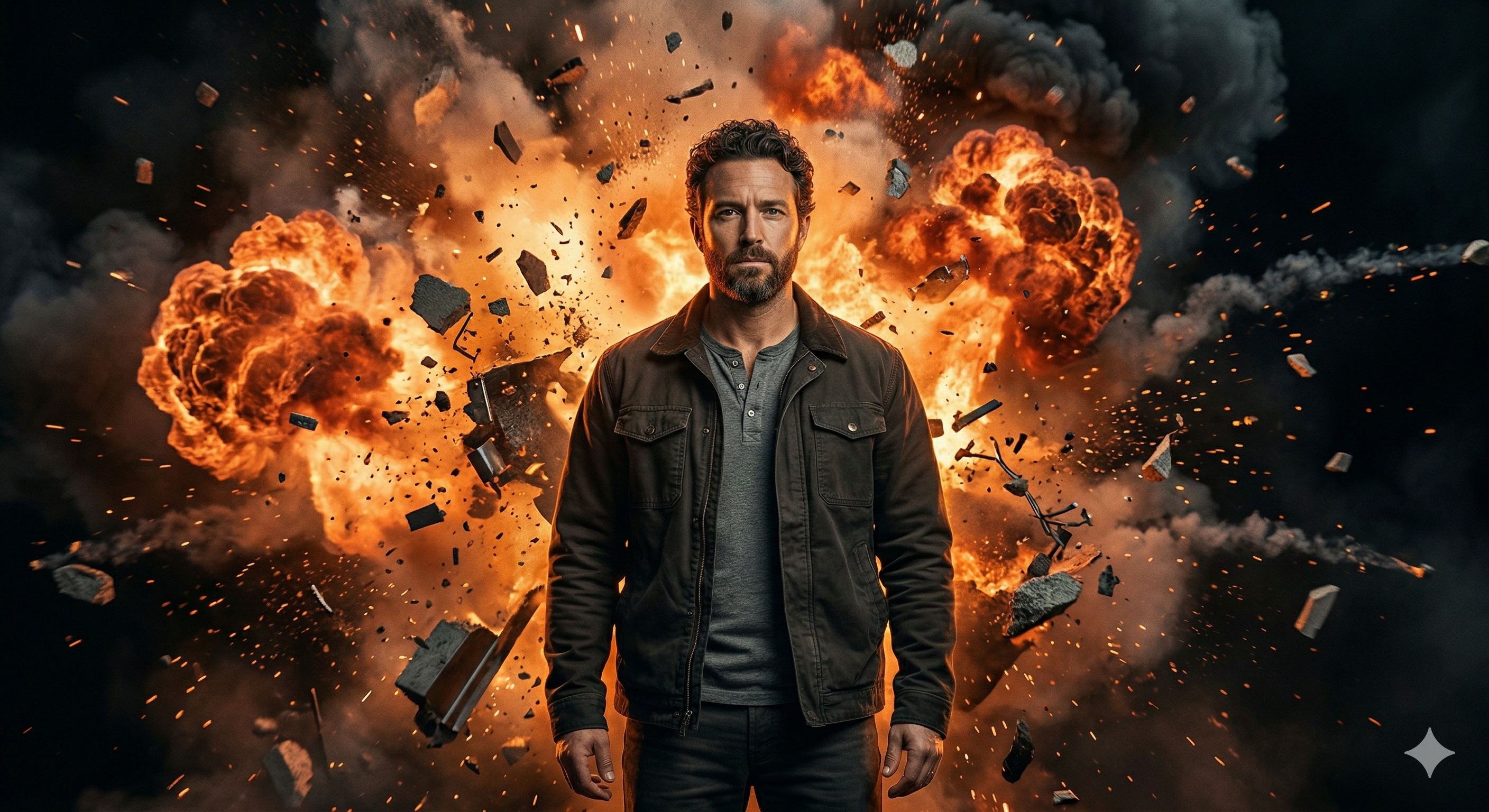 Action Hero Explosion AI Prompt