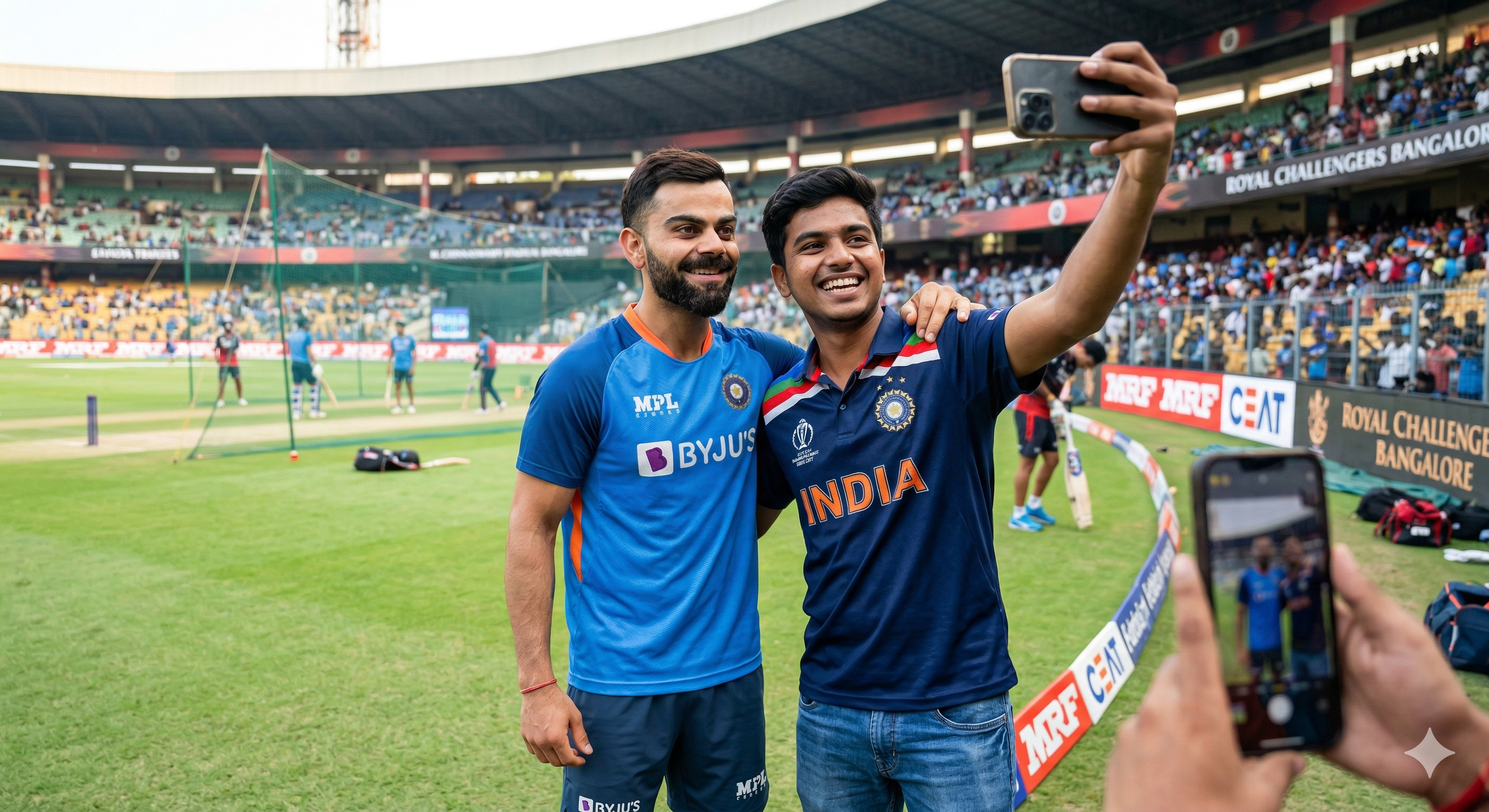 Cricket Player Selfie with Fan AI Prompt