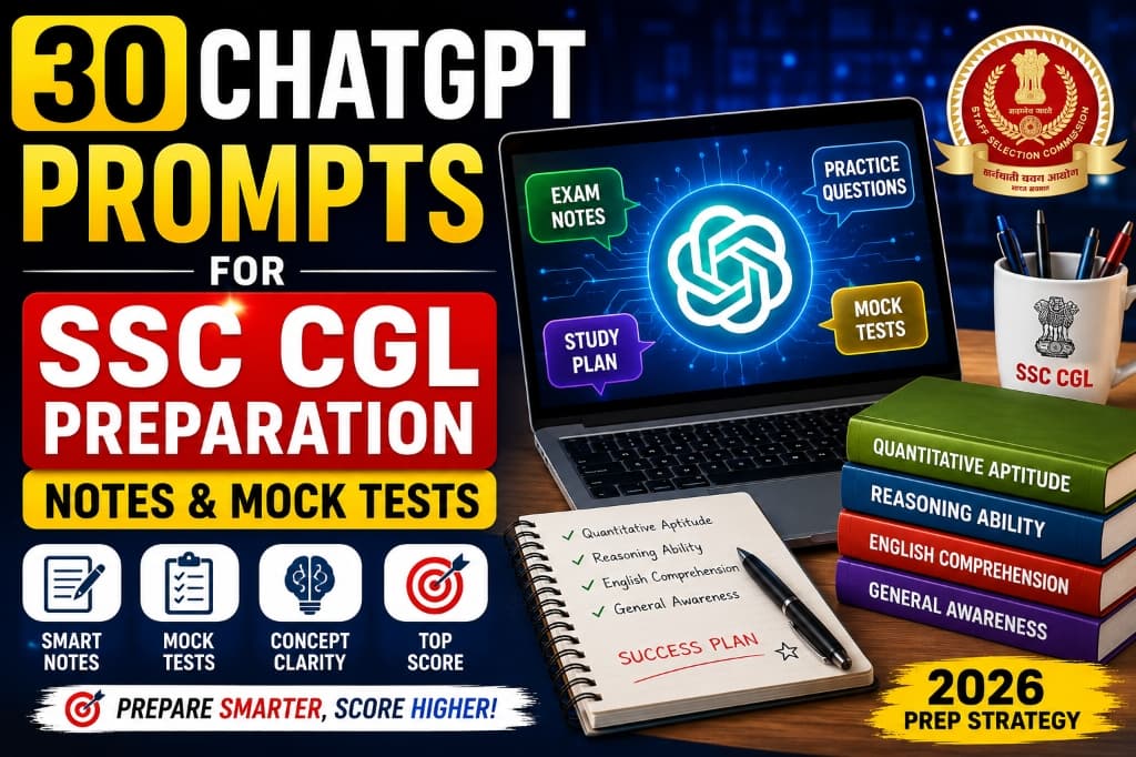 30 ChatGPT Prompts for SSC CGL Preparation, Notes and Mock Tests
