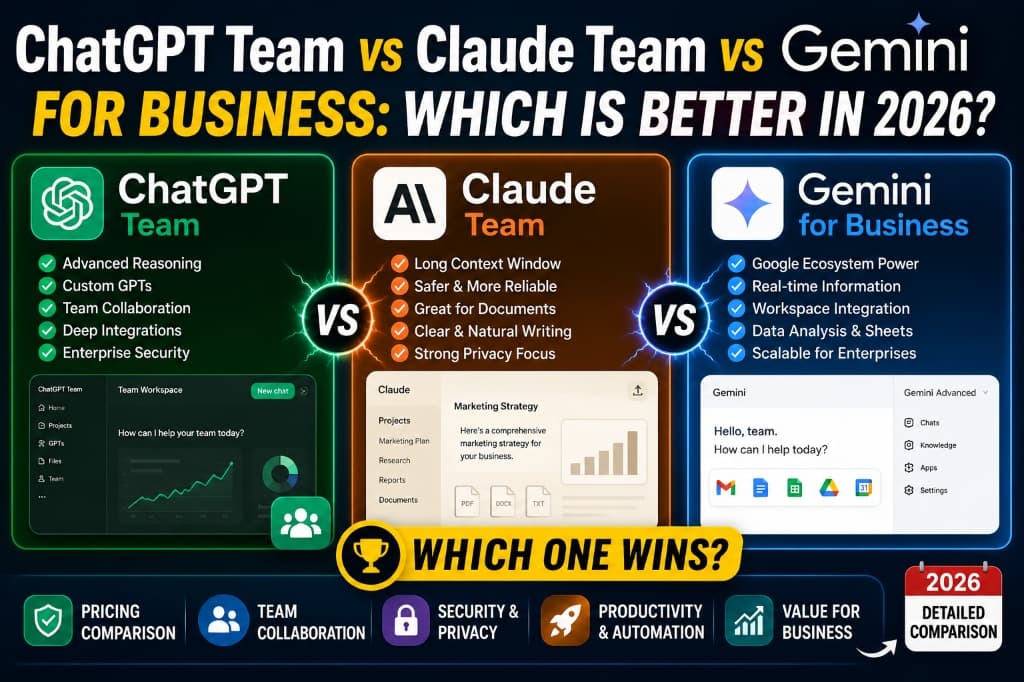 ChatGPT Team vs Claude Team vs Gemini for Business: Which Is Better in 2026?
