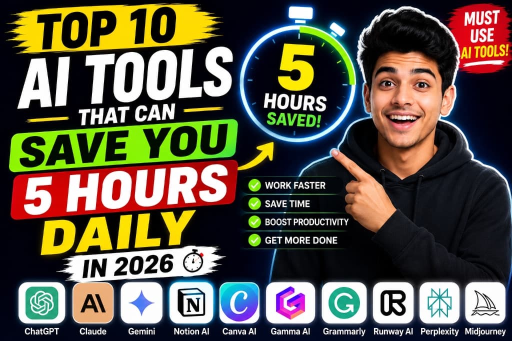 Top 10 AI Tools That Can Save You 5 Hours Daily in 2026 (Ultimate Stack)