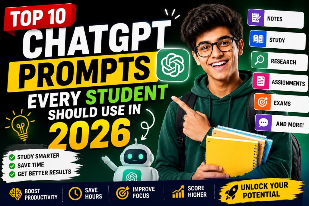 Top 10 ChatGPT Prompts Every Student Should Use in 2026 (Study Smarter & Save Time)
